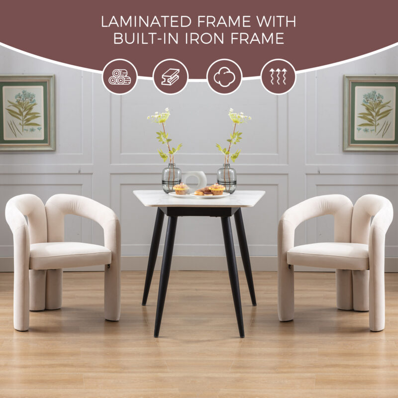 Contemporary Designed Velvet Fabric Upholstered Accent/Dining Chair /Barrel Side Chairs Kitchen Armchair for Living Room set of 2 - Image 5