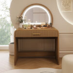 39" Makeup Vanity Table with Mirror Touch Screen Lighted Mirror, Dressing Table with Drawer for Bedroom