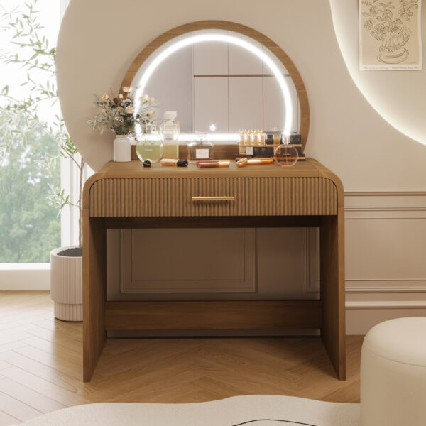 39" Makeup Vanity Table with Mirror Touch Screen Lighted Mirror, Dressing Table with Drawer for Bedroom