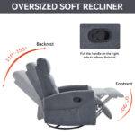 Manual Recliner Chair with Rocker and Swivel in Fabric for Living Room - Image 7