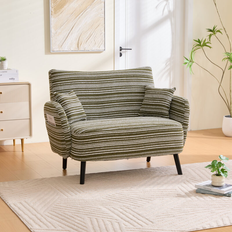 Modern style two-seater sofa with ultra-comfortable armrests, armrest pillows, and storage pockets, deep-seated two-seater sofa, comfortable modern sofa for bedroom, small spaces, apartments, and offi - Image 11