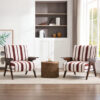Modern armchair Widened armrests on both sides Solid wood legs Comfortable to sit on, casual reading chair, living room, bedroom, office Black and white stripes(One Pack)