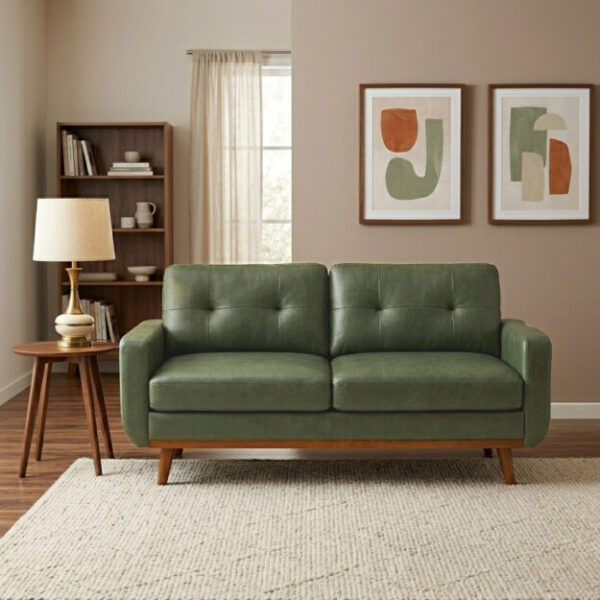 65-inch Modern Minimalist Two-Seater Sofa, featuring breathable Foil fabric and solid wood legs