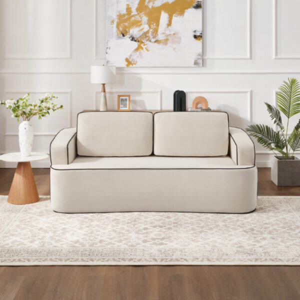Integrated handrail double seating layout, saving space while comfortably accommodating 2 people, suitable for studio apartments, small living rooms or bedrooms, combining decoration andity