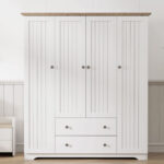 4 Door Wardrobe Armoire Closet with 2 Drawers