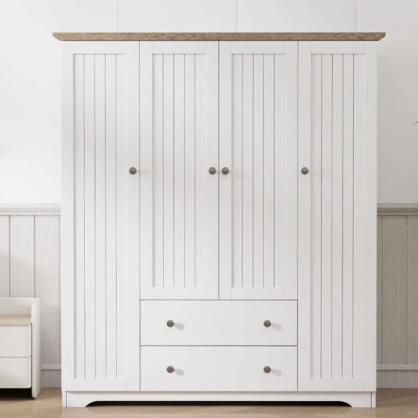 4 Door Wardrobe Armoire Closet with 2 Drawers