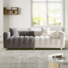 87.4'' Premium Velvet Sofa 3-Seater Loveseat, Modern Bubble Upholstered Couch with Metal Base Legs and 2 Pillows for Living Room, Bedroom