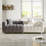 87.4'' Premium Velvet Sofa 3-Seater Loveseat, Modern Bubble Upholstered Couch with Metal Base Legs and 2 Pillows for Living Room, Bedroom