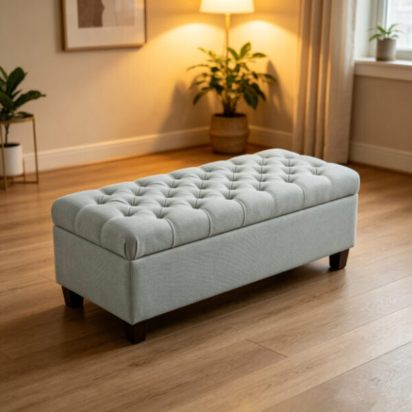 50.25" Storage Ottoman Bench - baby Blue Storage Bench End of Bed with Safety Hinges, Footrest Stool for Living, Dining Room, Entryway and Hallway
