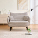 Modern style two-seater sofa with ultra-comfortable armrests, armrest pillows, and storage pockets, deep-seated two-seater sofa, comfortable modern sofa for bedroom, small spaces, apartments, and offi
