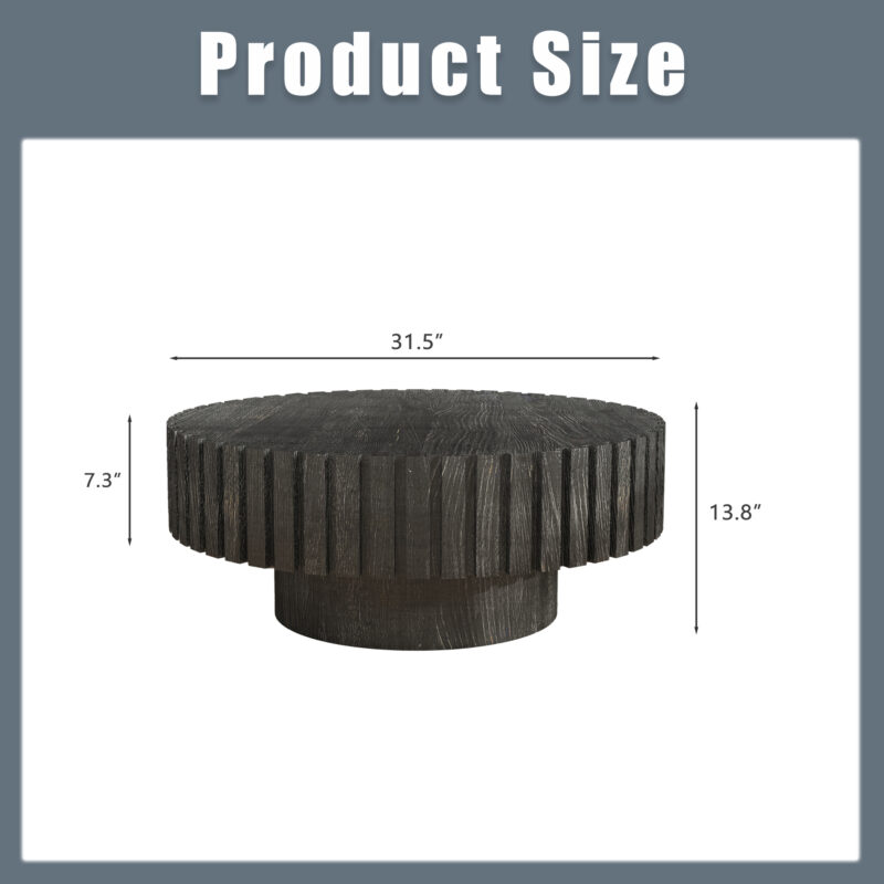 Modern minimalist circular coffee table 31.4'' with natural wood texture, stable and durable, enhancing spatial aesthetics suitable for living rooms, study rooms and offices - Image 11