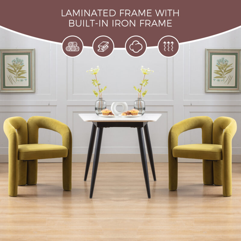 Contemporary Designed Velvet Fabric Upholstered Accent/Dining Chair /Barrel Side Chairs Kitchen Armchair for Living Room set of 2 - Image 14