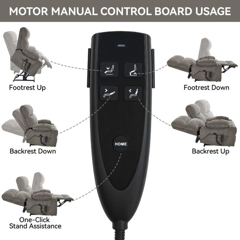 Grey Dual Motor Infinite Position Up to 350 LBS Chenille Power Lift Recliner Chair, Heavy Duty Motion Mechanism with 8-Point Vibration Massage and Lumbar Heating, Dual Cup Holders - Image 19