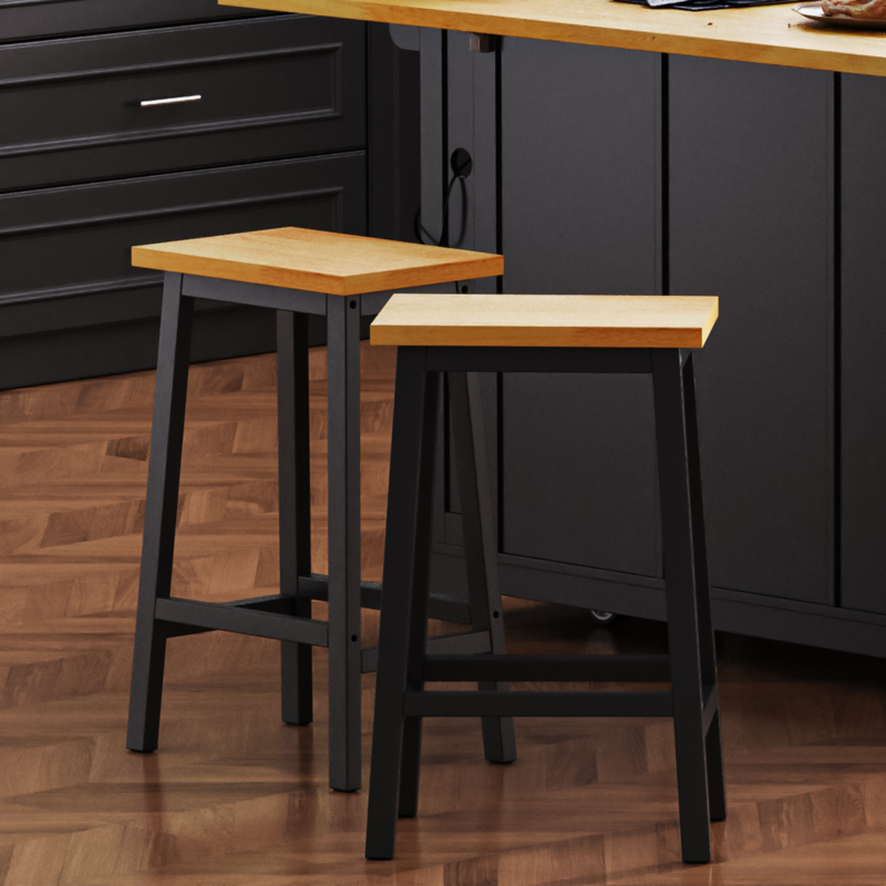 K&K Solid Wood Bar Stools (Not Cheap Iron), 25.6" Tall Set of 2 Bar Chairs, Kitchen Counter Stools with Footrests, Farmhouse Stools for Dining Room, Kitchen, Counter - Image 3