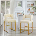 Modern Fashion Counter Height Stool With Square Open Backrest and Sturdy Iron Legs, Set of 2 Versatile Bar Chair - Image 6