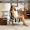 Modern armchair Widened armrests on both sides Solid wood legs Comfortable to sit on, casual reading chair, living room, bedroom, office Black and white stripes(One Pack) - Image 3