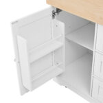 Large Kitchen Island with 2 Drop Leaf,Rolling Kitchen Cart on 5 Wheels with Power Outlet,Folding Storage Dining Table with Spice & Towel Rack , 3 Drawers, for Kitchen, Dining Room,White - Image 12