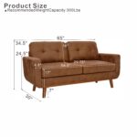 65-inch Modern Minimalist Two-Seater Sofa, featuring breathable Foil fabric and solid wood legs - Image 3