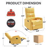Manual Recliner Chair with Rocker and Swivel in Fabric for Living Room - Image 22
