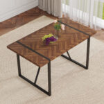 Rustic Industrial Rectangular Wood Dining Table For 4-6 Person, With 1.5" Thick Engineered Wood color Tabletop and Black Metal Legs,Desk For Kitchen Dining Living Room - Image 9