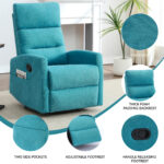 Manual Recliner Chair with Rocker and Swivel in Fabric for Living Room - Image 17