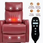 Red Faux Leather Heat Massage Manual Recliner Chair with Rocker and Swivel for Living Room - Image 26