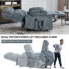 Grey Dual Motor Infinite Position Up to 350 LBS Chenille Power Lift Recliner Chair, Heavy Duty Motion Mechanism with 8-Point Vibration Massage and Lumbar Heating, Dual Cup Holders - Image 8