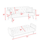 71 inch convertible love seat sofa, American retro beige velvet, suitable for small living room, bedroom, office - Image 2