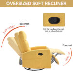 Manual Recliner Chair with Rocker and Swivel in Fabric for Living Room - Image 23