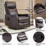 Red Faux Leather Heat Massage Manual Recliner Chair with Rocker and Swivel for Living Room - Image 15