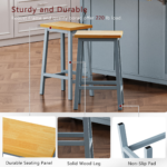 K&K Solid Wood Bar Stools (Not Cheap Iron), 25.6" Tall Set of 2 Bar Chairs, Kitchen Counter Stools with Footrests, Farmhouse Stools for Dining Room, Kitchen, Counter - Image 4