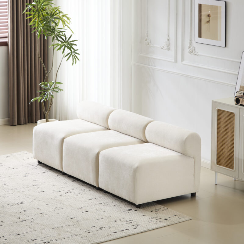 Evelyn 78 in.Armless 3-Piece 3 Seater Modular Couch Sectional Chenille Sofa for Living Rooms,Bedrooms,Apartment Office - Image 2