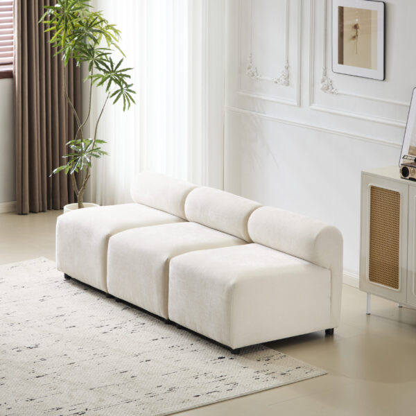 Evelyn 78 in.Armless 3-Piece 3 Seater Modular Couch Sectional Chenille Sofa for Living Rooms,Bedrooms,Apartment Office