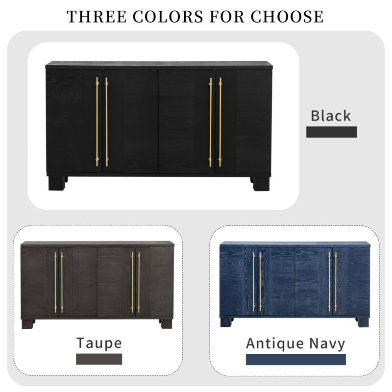 TREXM Sideboard Buffet Cabinet with Storage, Wood Sideboard with Adjustable Shelves and Gold Handles for Kitchen, Dining Room and Living Room - Image 12