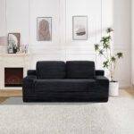 Corduroy Cloud Double Sofa, 2-in-1 Convertible Sofa Bed, Comfortable Boneless Double Sofa, Suitable for Living Room, Apartment, Small Space Grey - Image 16