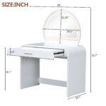 39" Makeup Vanity Table with Mirror Touch Screen Lighted Mirror, Dressing Table with Drawer for Bedroom - Image 35