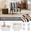 Modern armchair Widened armrests on both sides Solid wood legs Comfortable to sit on, casual reading chair, living room, bedroom, office Black and white stripes(One Pack) - Image 6