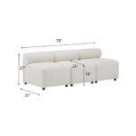 Evelyn 78 in.Armless 3-Piece 3 Seater Modular Couch Sectional Chenille Sofa for Living Rooms,Bedrooms,Apartment Office - Image 6