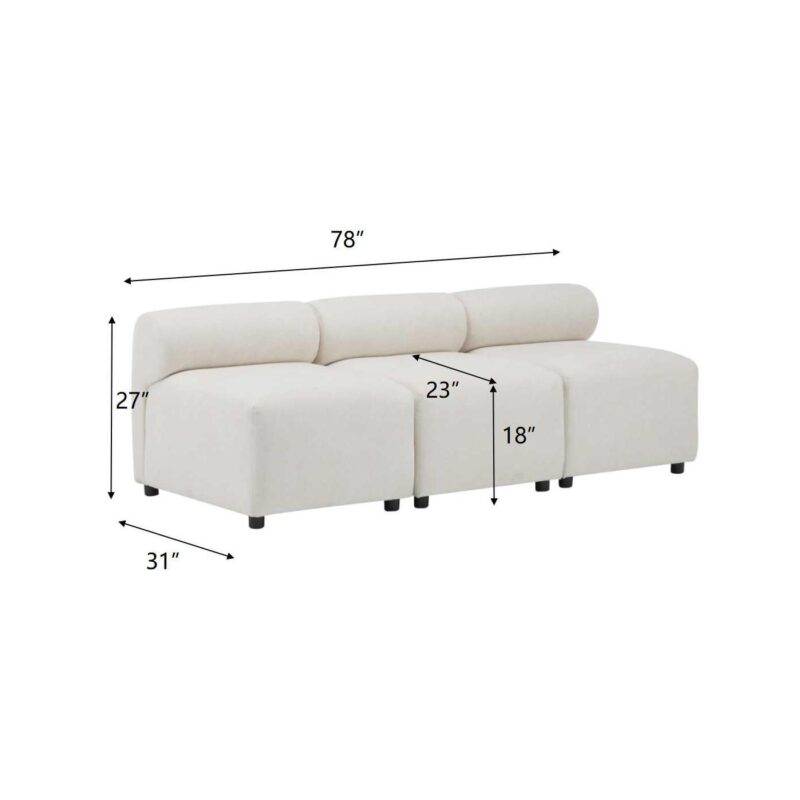 Evelyn 78 in.Armless 3-Piece 3 Seater Modular Couch Sectional Chenille Sofa for Living Rooms,Bedrooms,Apartment Office - Image 6