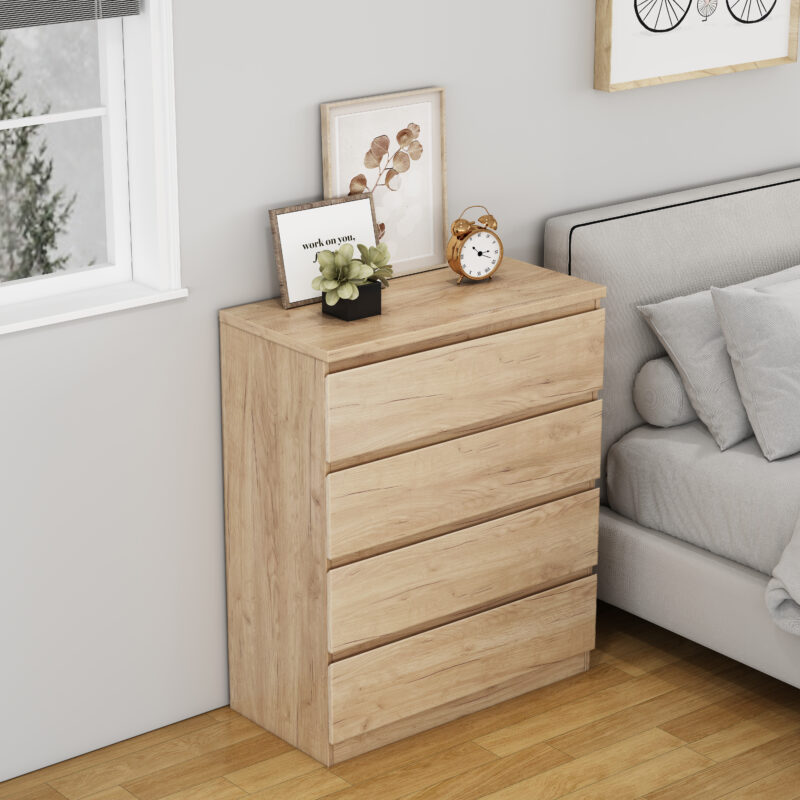 4 Drawer Dresser,Modern Storage Chest of Drawers,31.5In Black Dresser for Closet with Handle-Free Design, Closet Chests Organizer for Bedroom, Living Room - Image 12