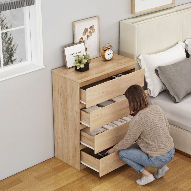 4 Drawer Dresser,Modern Storage Chest of Drawers,31.5In Black Dresser for Closet with Handle-Free Design, Closet Chests Organizer for Bedroom, Living Room - Image 11