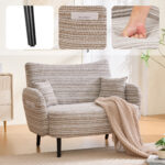 Modern style two-seater sofa with ultra-comfortable armrests, armrest pillows, and storage pockets, deep-seated two-seater sofa, comfortable modern sofa for bedroom, small spaces, apartments, and offi - Image 6