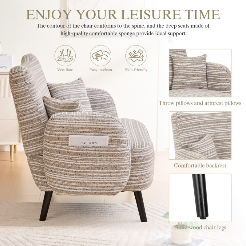 Modern style two-seater sofa with ultra-comfortable armrests, armrest pillows, and storage pockets, deep-seated two-seater sofa, comfortable modern sofa for bedroom, small spaces, apartments, and offi - Image 8