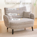 Modern style two-seater sofa with ultra-comfortable armrests, armrest pillows, and storage pockets, deep-seated two-seater sofa, comfortable modern sofa for bedroom, small spaces, apartments, and offi - Image 9