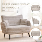 Modern style two-seater sofa with ultra-comfortable armrests, armrest pillows, and storage pockets, deep-seated two-seater sofa, comfortable modern sofa for bedroom, small spaces, apartments, and offi - Image 2