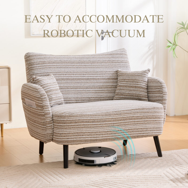 Modern style two-seater sofa with ultra-comfortable armrests, armrest pillows, and storage pockets, deep-seated two-seater sofa, comfortable modern sofa for bedroom, small spaces, apartments, and offi - Image 5