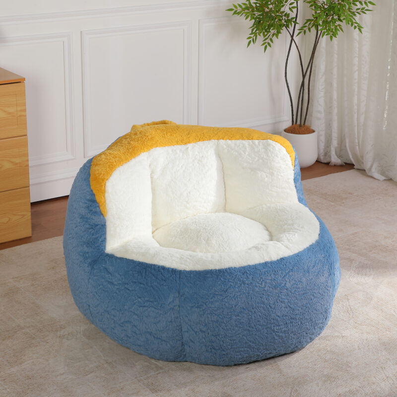 Oversized Bean Bag Chairs,Multicolor Faux Fur Couch Filled with Shredded Sponge,Large Lounger Sofa For Living Room,No Assembly Required - Image 9
