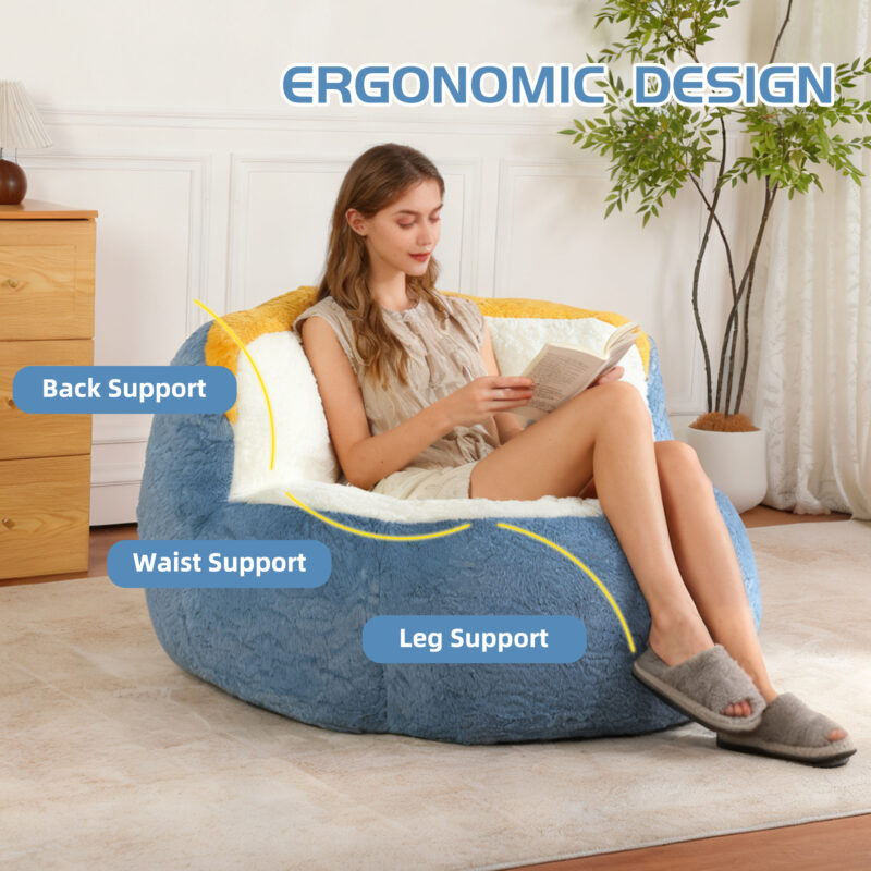 Oversized Bean Bag Chairs,Multicolor Faux Fur Couch Filled with Shredded Sponge,Large Lounger Sofa For Living Room,No Assembly Required - Image 13