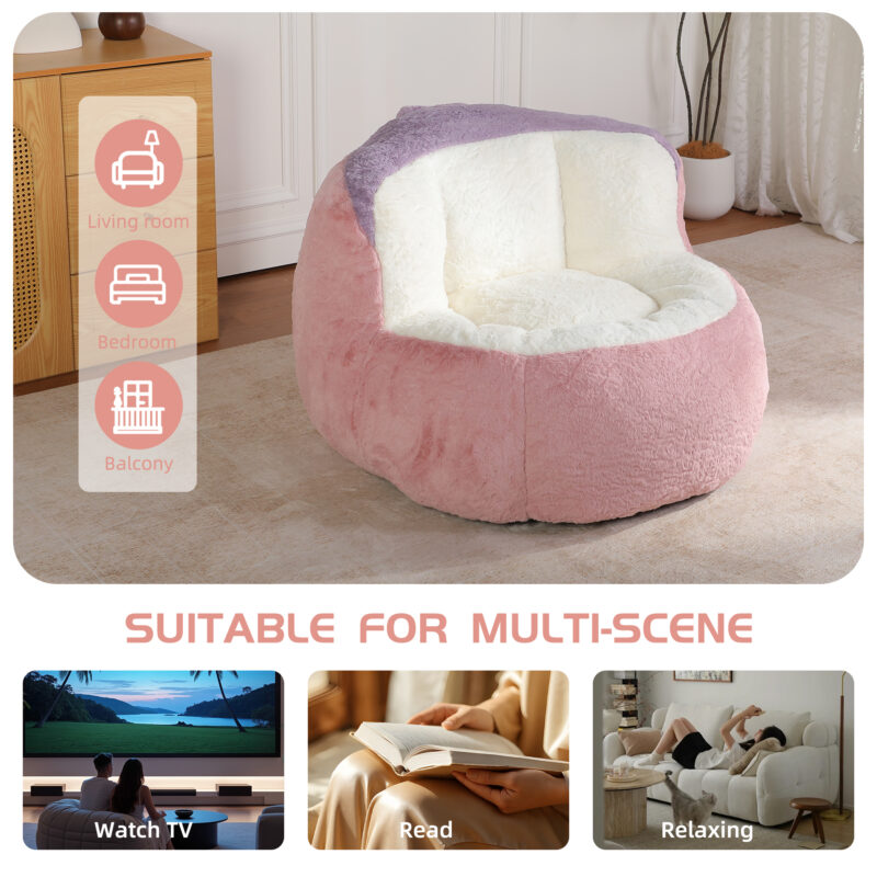Oversized Bean Bag Chairs,Multicolor Faux Fur Couch Filled with Shredded Sponge,Large Lounger Sofa For Living Room,No Assembly Required - Image 7