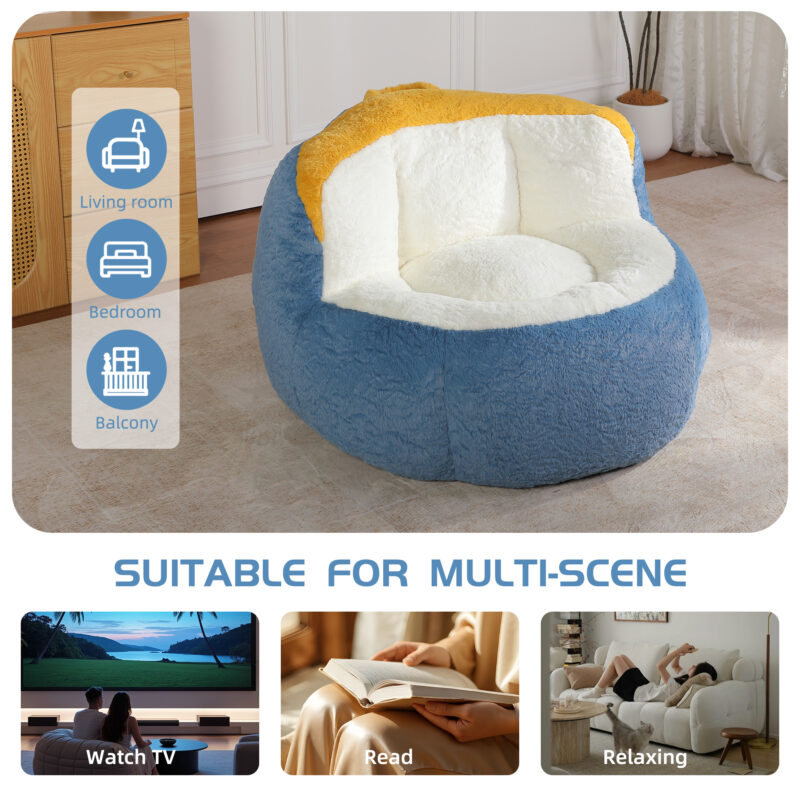 Oversized Bean Bag Chairs,Multicolor Faux Fur Couch Filled with Shredded Sponge,Large Lounger Sofa For Living Room,No Assembly Required - Image 12